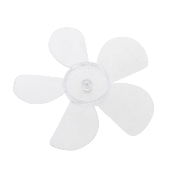 A close-up of a white plastic Southbend evaporator fan blade.