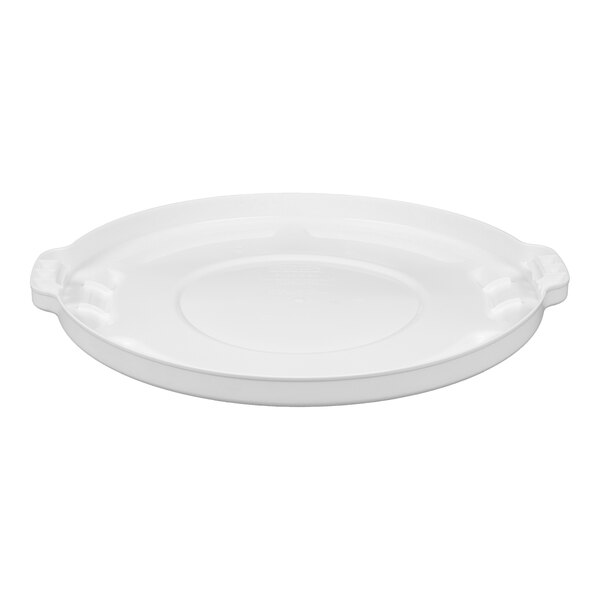 A white plastic lid with handles for a circle.