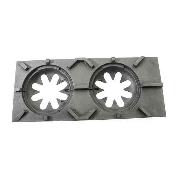 A black plastic US Range top grate with two holes.