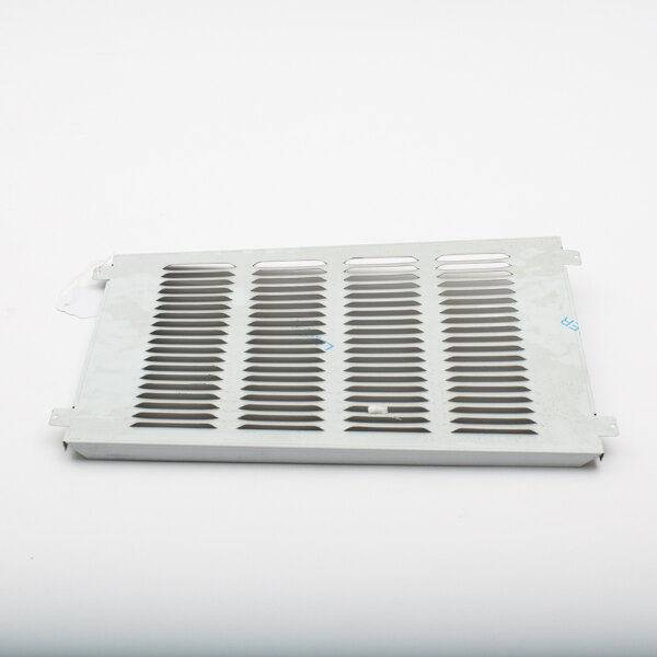 A white metal vent panel with holes.