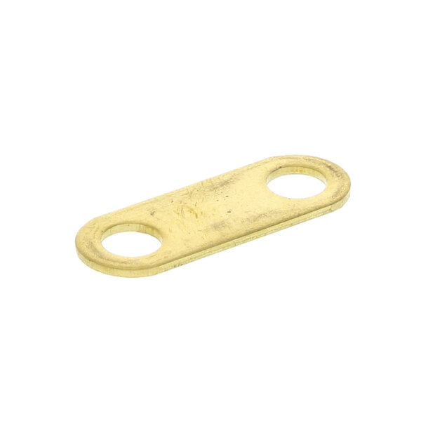 A brass plated Champion jumper strip with a hole in the middle.