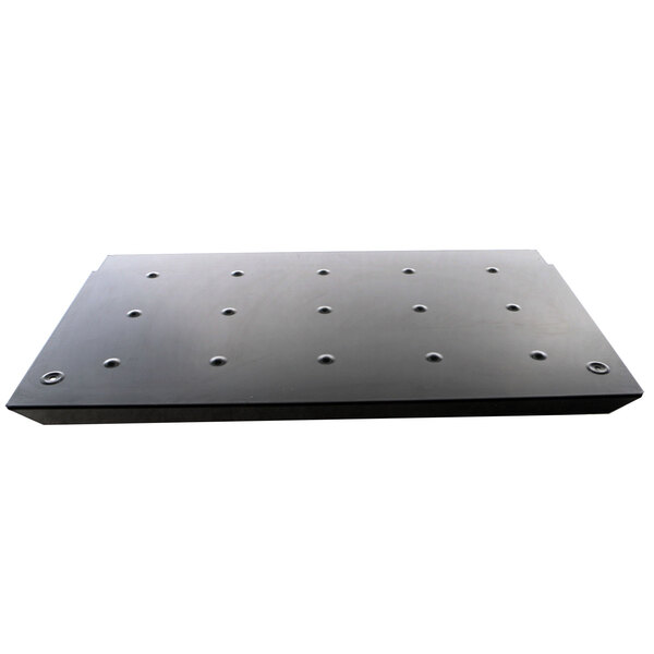 A black rectangular Montague door liner with holes in it.