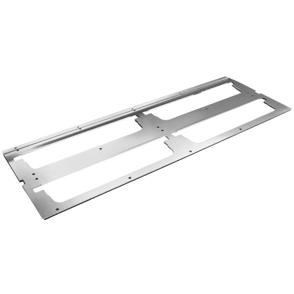 A stainless steel faceplate with two holes.