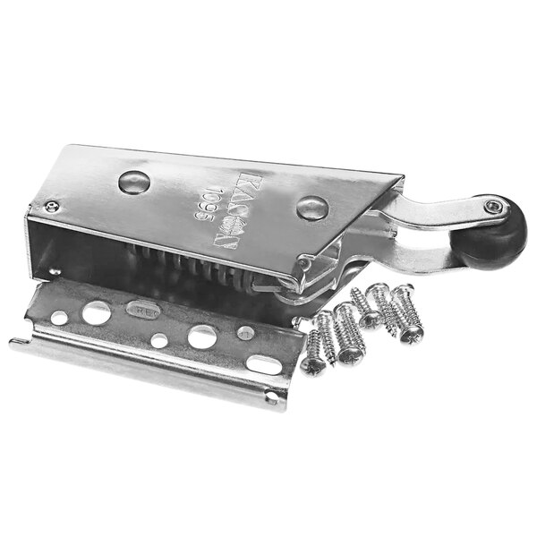 A Norlake spring-door closure for refrigeration equipment with screws.