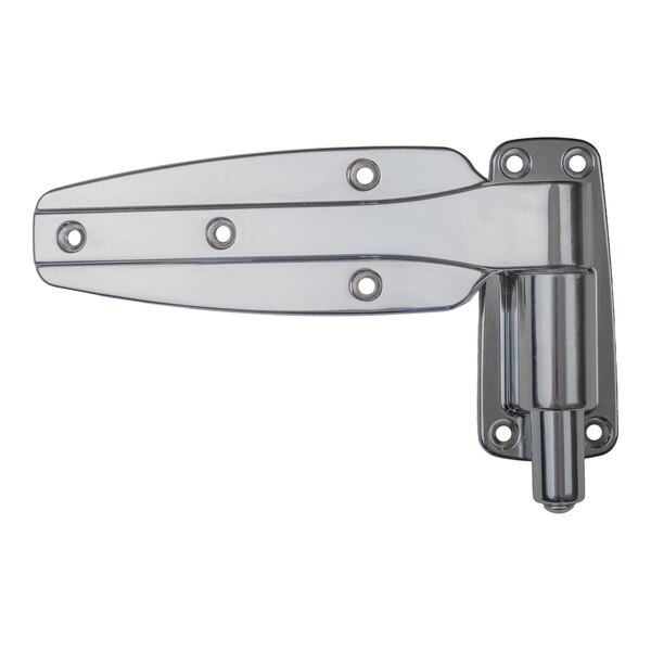 A metal hinge with multiple screw holes, designed for mounting and pivoting applications.