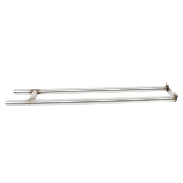 A stainless steel Nieco double burner bar with two handles on a white background.