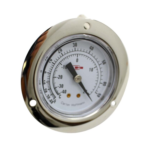A close-up of a Carter-Hoffmann thermometer gauge.