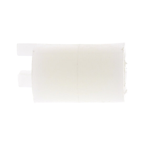 A white plastic tube with a hole.