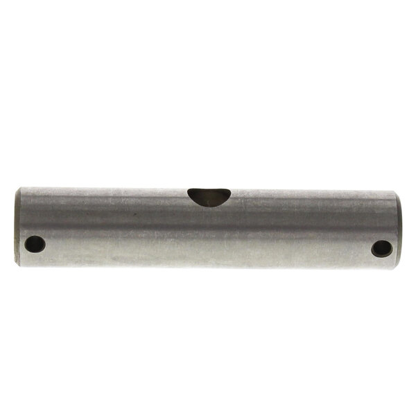 A stainless steel metal cylinder with holes on the end.