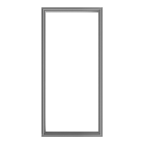 A silver rectangular gasket with a white background.