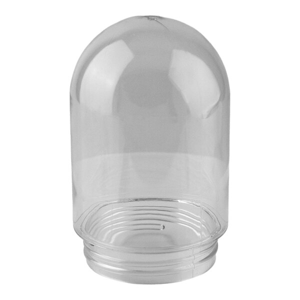 A clear Lexan globe fixture cover with a threaded base.