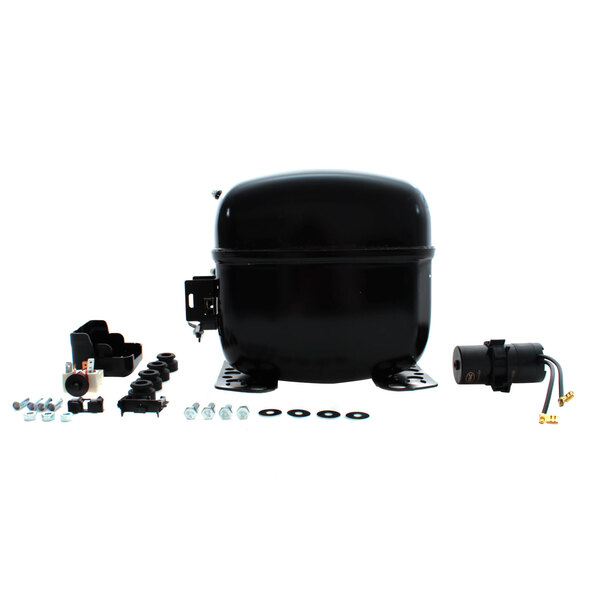 A black Franke air compressor with parts.