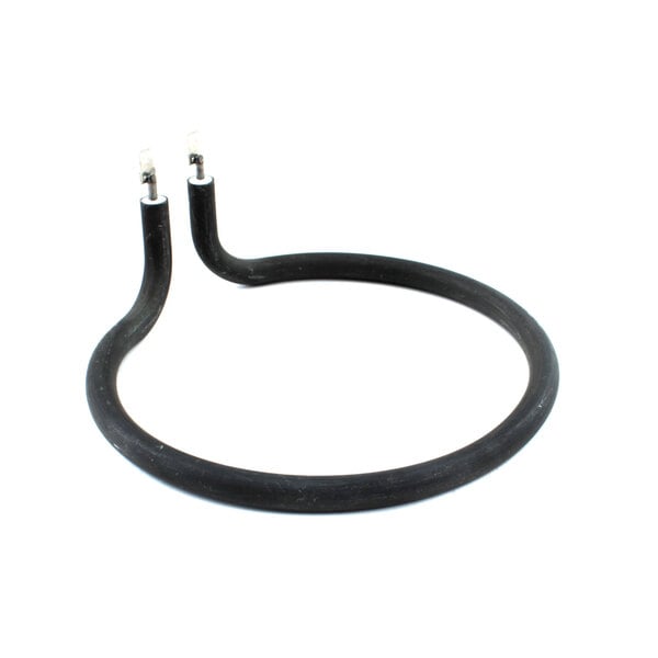 A black rubber tube with two metal ends.