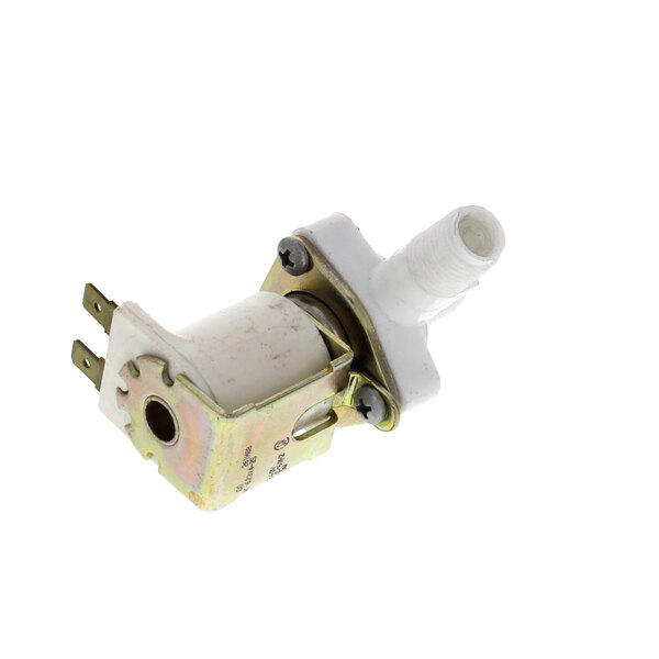 A close-up of a white Scotsman valve with screws.