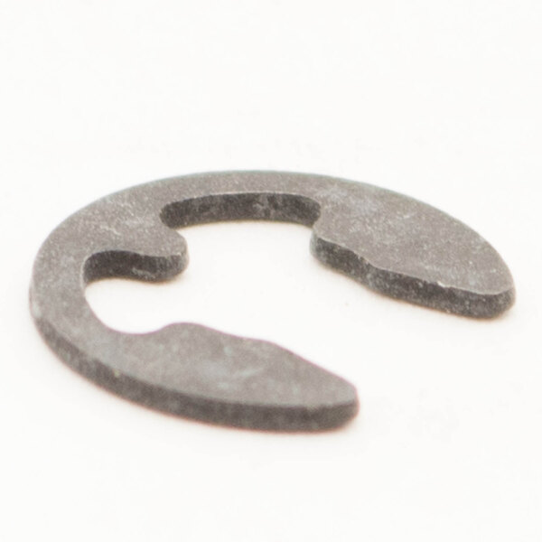 A close-up of a metal Pitco snap ring with a hole in it.