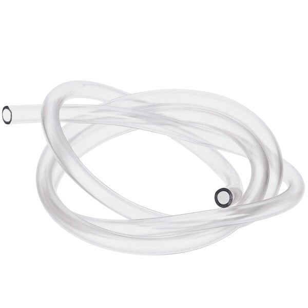 A clear tube with two black circles on the ends.