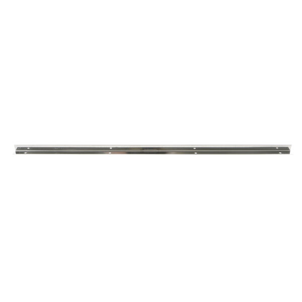 A stainless steel Perlick shelf bracket with holes in a metal bar.