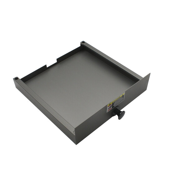 A grey rectangular top cover with a black handle for an Antunes steam equipment.