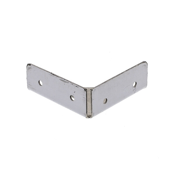 A Kelvinator metal hinge with holes in the corner.
