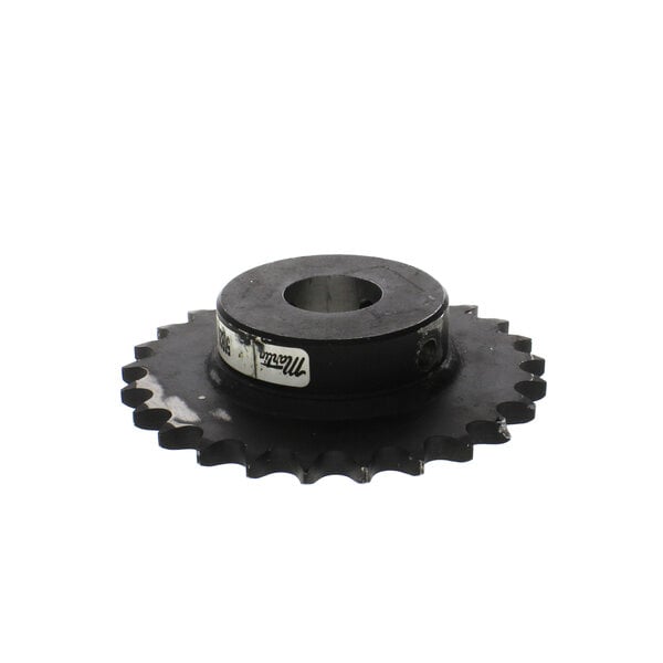 a black gear with a hole