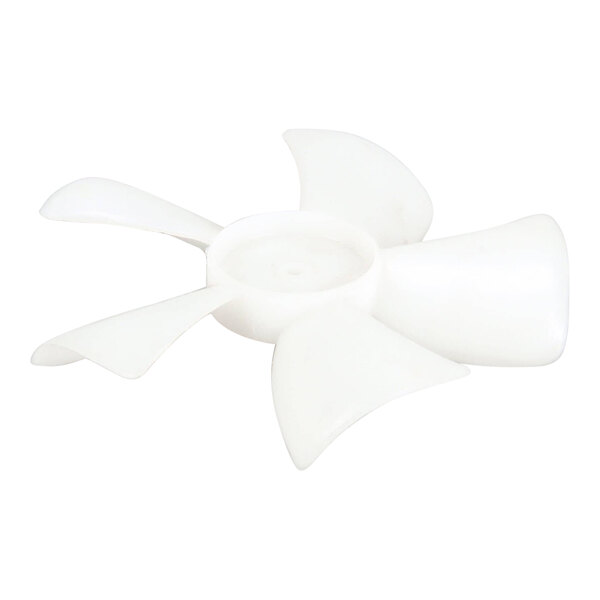 A white plastic fan blade with black accents.