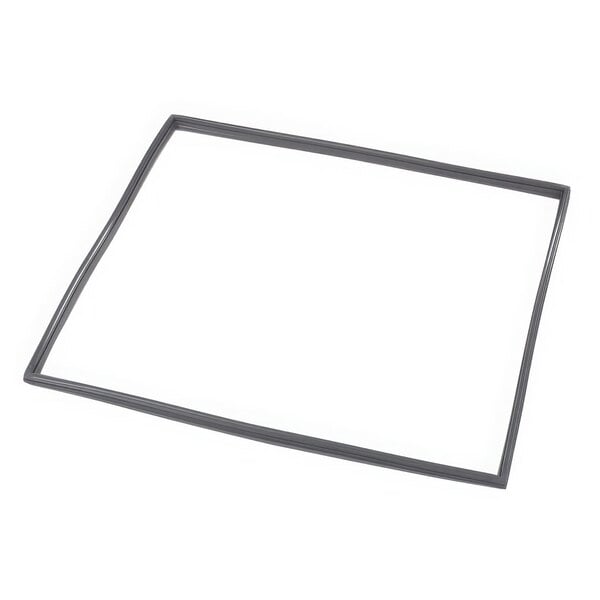 A black rectangular frame with a white background containing a rectangular door gasket.