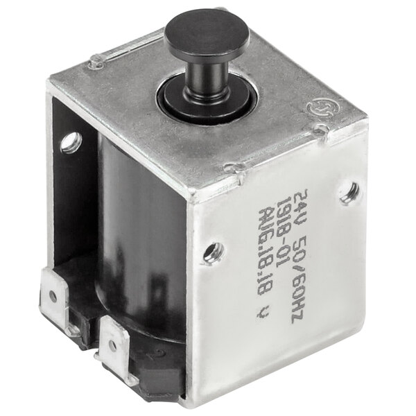 A small metal box with a black cover.