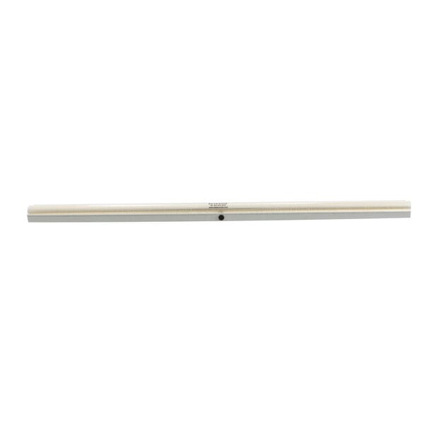 A white metal bar with a silver metal end with a black hole.