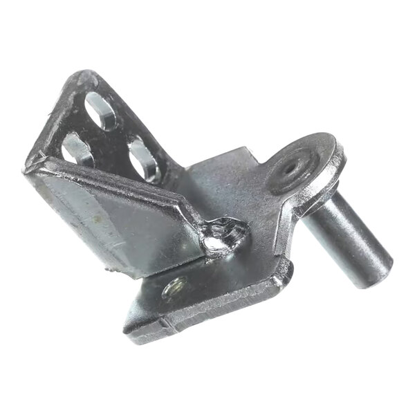 A metal Turbo Air left hand bottom hinge bracket with two holes and a screw.