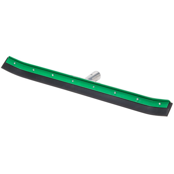 A green and black Unger AquaDozer floor squeegee with a curved black plastic handle.