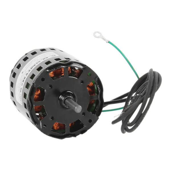 A black and white electric motor with wires.