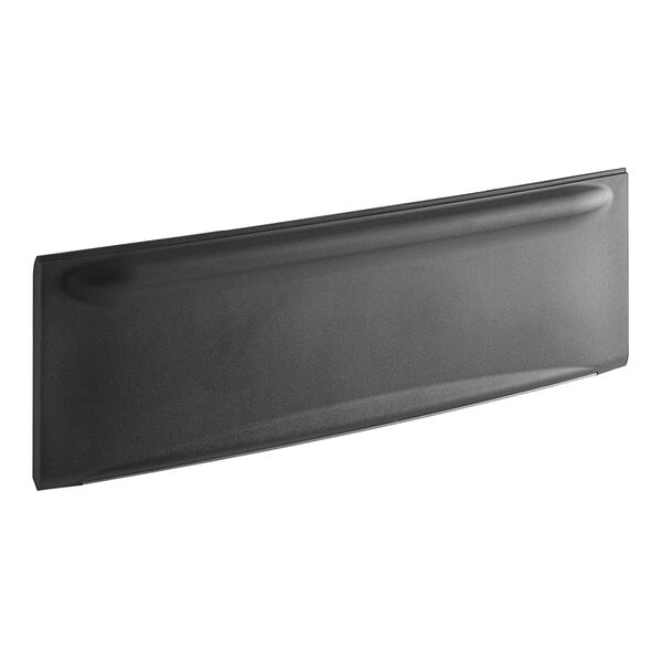 A black plastic rectangular door handle.