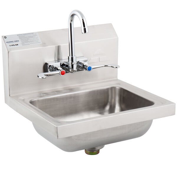 Advance Tabco 7 Ps 68 Hand Sink With Splash Mount Faucet And Wrist Handles 17 1 4 X 15 1 4