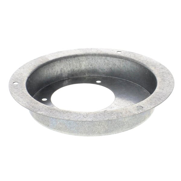 A round metal True Refrigeration mounting bracket with holes.