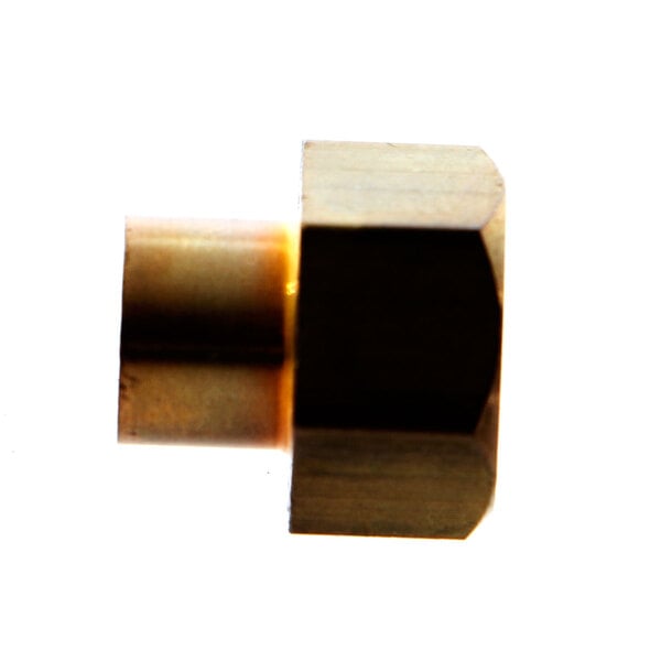 A close up of a brass Univex eccentric bushing nut.