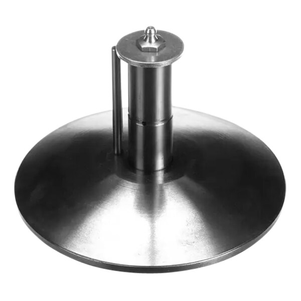 A metal object with a metal base and cylinder.