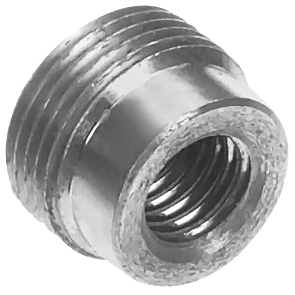 A close-up of a metal threaded bushing for a Varimixer.