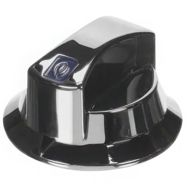 A black and silver Star knob with a blue button.