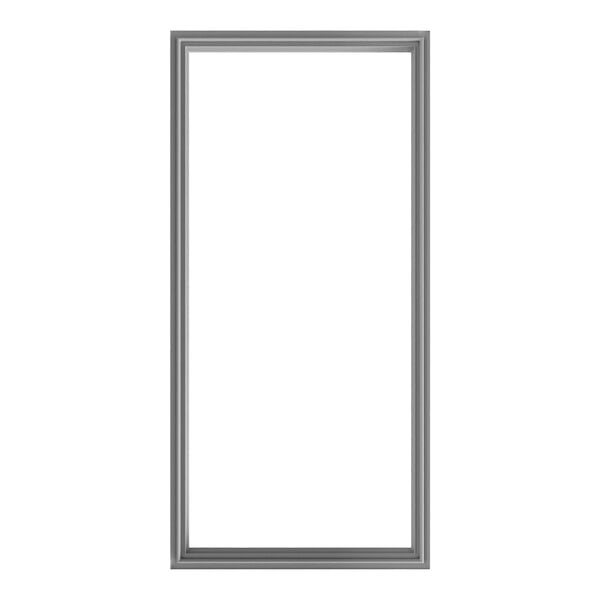 A rectangular silver frame with a white background.