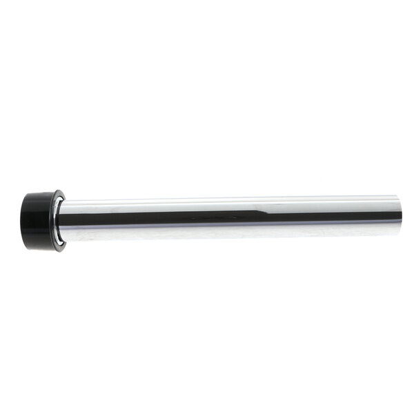 A silver pipe with a black cap.