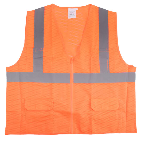 A Cordova orange safety vest with grey reflective stripes.