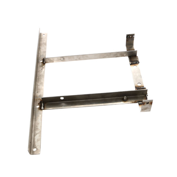 A metal frame with two holes and screws.