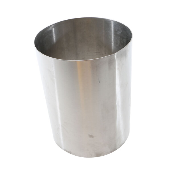 A silver metal container with a white background.