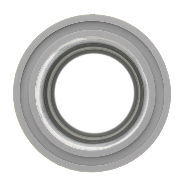 A close-up of a grey rubber seal with a white circle inside