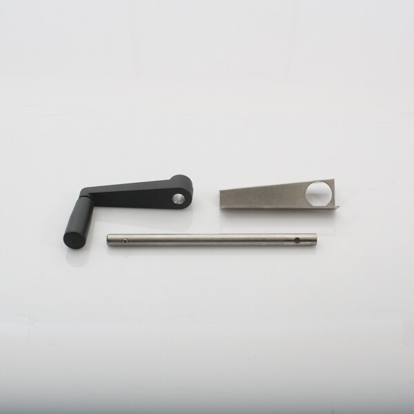 A black and silver Market Forge crank handle kit.