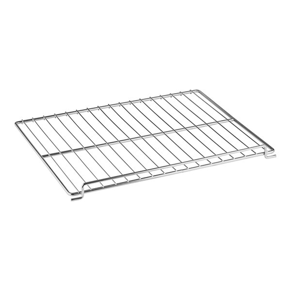 An American Range stainless steel rack with a wire grid.