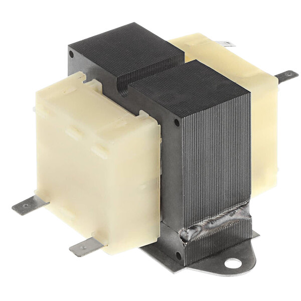A Frymaster transformer with black and white covers.