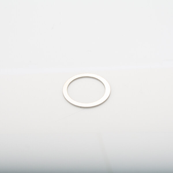 A small silver circle on a white surface.