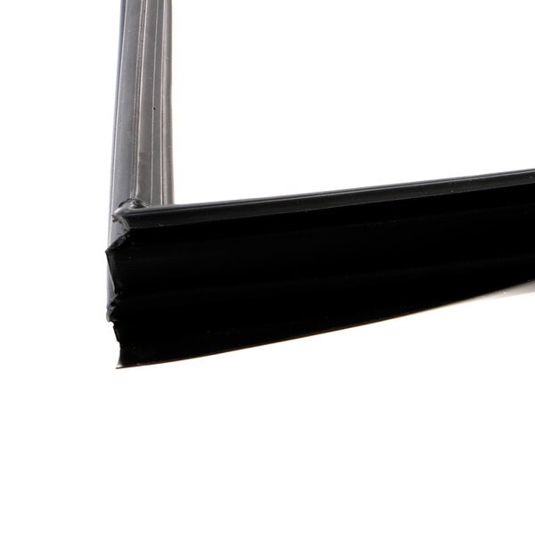 A black refrigeration gasket with a white background.
