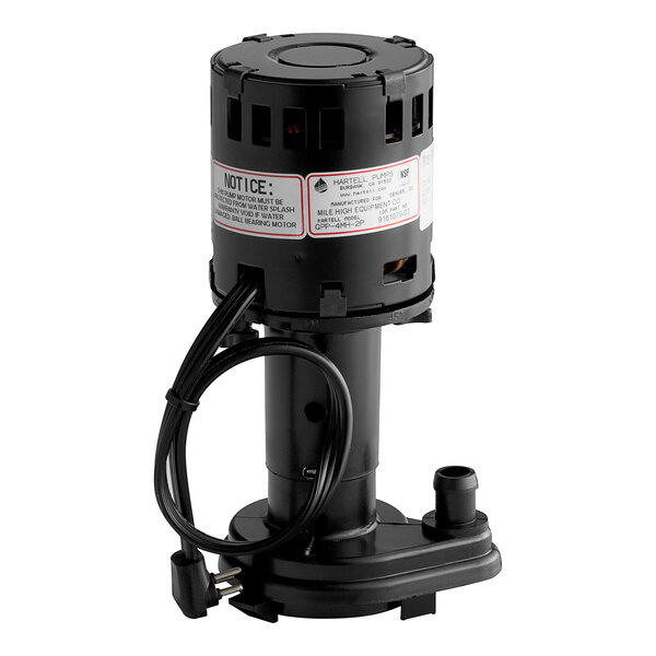 A black Ice-O-Matic water pump with a cord.